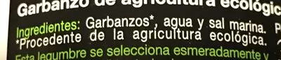 Lista de ingredientes del producto Garbanzo Natural Extra 370GR Pedro Luis 