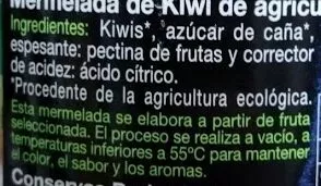 Lista de ingredientes del producto Mermelada de kiwi Pedro Luis 300 g