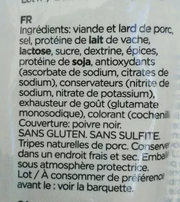 Lista de ingredientes del producto Longaniza pirineo pimienta can duran 