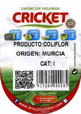 Lista de ingredientes del producto Coliflor Cricket 1 pieza