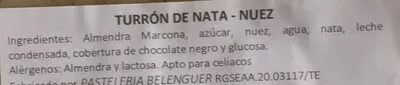 Lista de ingredientes del producto Turron de nata Belenguer 