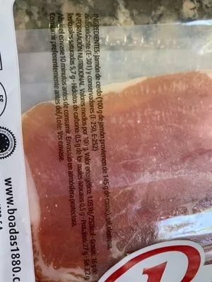 Lista de ingredientes del producto Jamón Serrano  100 g