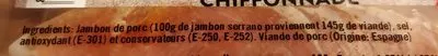 Lista de ingredientes del producto Jambon serano chiffonnade Boadas 