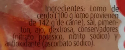 Lista de ingredientes del producto Lomo embuchado Boadas 80g