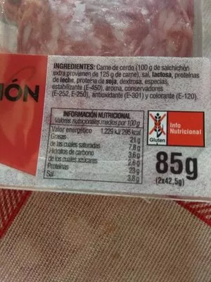 Lista de ingredientes del producto   