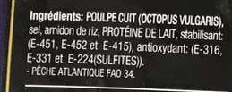 Lista de ingredientes del producto Poulpe sélection cuit Nuchar 190 g