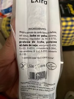 Lista de ingredientes del producto Salchichón Bellota Ibérico Extra  