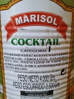 Lista de ingredientes del producto   