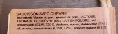 Lista de ingredientes del producto Saucisson au chèvre Keesbo 180 g