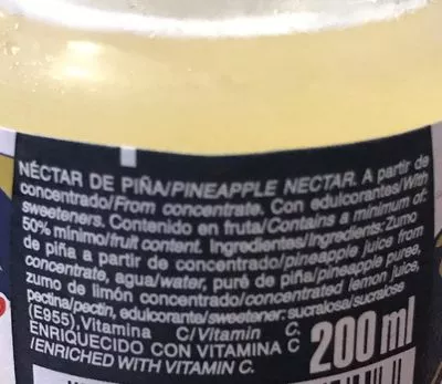 Lista de ingredientes del producto Zumo de Piña Lambda 