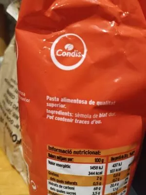 Lista de ingredientes del producto Pasta Cabell d'Angel Condis 