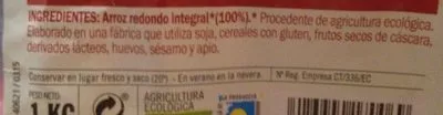 Lista de ingredientes del producto Arroz Biográ 1 Kg