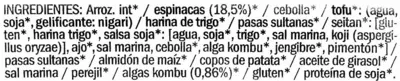 Lista de ingredientes del producto Burguers vegetales de espinacas y algas con tofu Biográ 160 g (2 x 80 g)