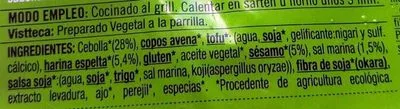 Lista de ingredientes del producto Vistteca sésamo y cebolla Biográ, Vistteca 90 g