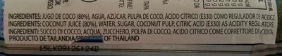 Lista de ingredientes del producto Agua de coco con trocitos lata 33 cl Goya 