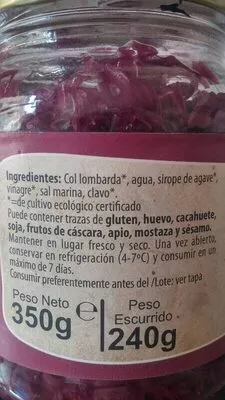 Lista de ingredientes del producto Col Lombarda En Conserva Bio Natursoy Natursoy 