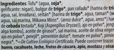 Lista de ingredientes del producto Albóndigas vegetales Natursoy, Nutrition & Santé Iberia S.L., Nutrition & Santé S.A.S., Otsuka Pharmaceutical Co. Ltd., Otsuka Holdings Co. Ltd. 230 g