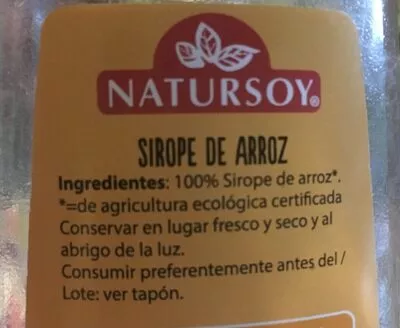 Lista de ingredientes del producto Sirope de Arros Natursoy 