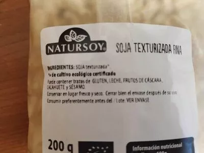 Lista de ingredientes del producto Soja texturizada Natursoy 