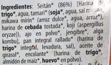 Lista de ingredientes del producto Seitan rebozado Natursoy 180 g