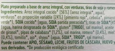 Lista de ingredientes del producto Arroz integral Gerblé 220 g