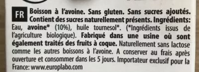 Lista de ingredientes del producto Boisson à l'avoine Ecomil 