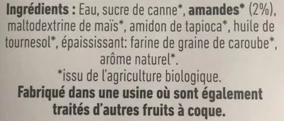 Lista de ingredientes del producto Lait d'amande Végémil 