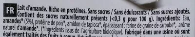 Lista de ingredientes del producto Amande sans sucre Ecomil 1 L