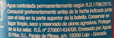 Lista de ingredientes del producto Agua mineral de Andalucia Fontarel 