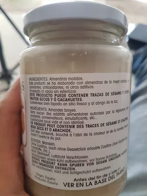 Lista de ingredientes del producto Puré de almendras  