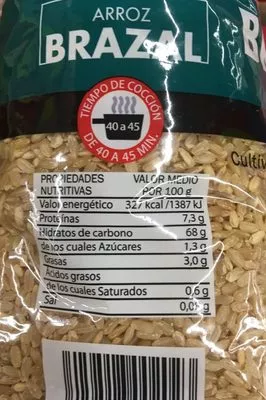 Lista de ingredientes del producto ARROZ BRAZAL Integral Brazal 