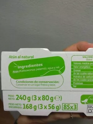 Lista de ingredientes del producto Atún al natural Auchan 240 g