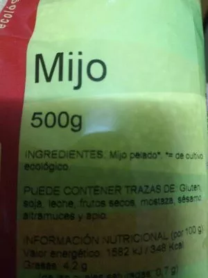 Lista de ingredientes del producto Mijo BioSpirit 