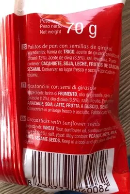 Lista de ingredientes del producto Rosquilletas con pipas y con aceite de oliva Alba 