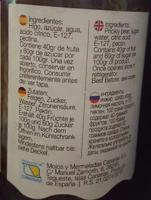 Lista de ingredientes del producto Marmelade de cactus Mar De Nube 