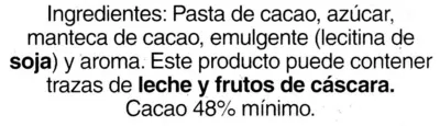 Lista de ingredientes del producto Chocolate fondant extrafino negro 48% cacao SuperSol 150 g