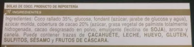 Lista de ingredientes del producto Bolitas de coco Supersol 300 g