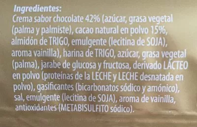 Lista de ingredientes del producto Galletas rellenas de chocolate Alimerka 