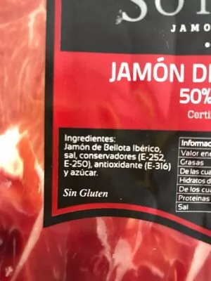 Lista de ingredientes del producto Jamón de bellota ibérico raza ibérica lonchas Sotoalbos 