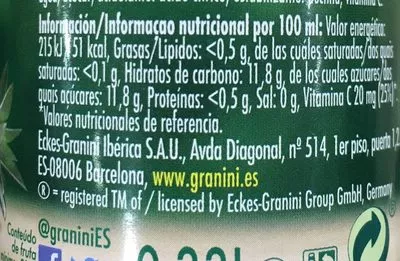 Lista de ingredientes del producto Nectar de piña Granini 