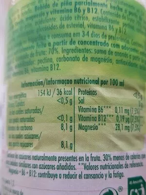 Lista de ingredientes del producto Granini Zumo Light De Piña Granini 