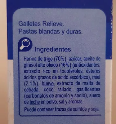 Lista de ingredientes del producto Galleta relieve Carrefour 