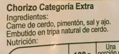 Lista de ingredientes del producto Chorizo dulce Carrefour 