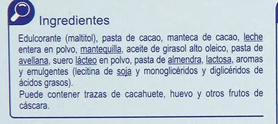 Lista de ingredientes del producto Turrón de trufa sin azúcares anadidos Carrefour 200 g