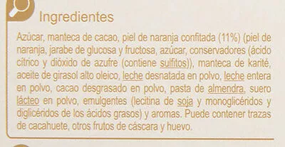 Lista de ingredientes del producto Praliné naranja Carrefour 200 g