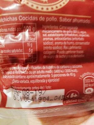 Lista de ingredientes del producto Salchichas pollo Carrefour 