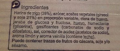 Lista de ingredientes del producto Magdalenas cuadradas Carrefour 700 g