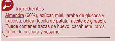 Lista de ingredientes del producto Turrón guirlache Carrefour 250 g