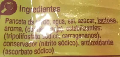 Lista de ingredientes del producto Bacon Carrefour 