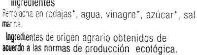 Lista de ingredientes del producto Remolacha roja en rodajas Carrefour bio 340 g (neto), 220 g (escurrido), 370 ml